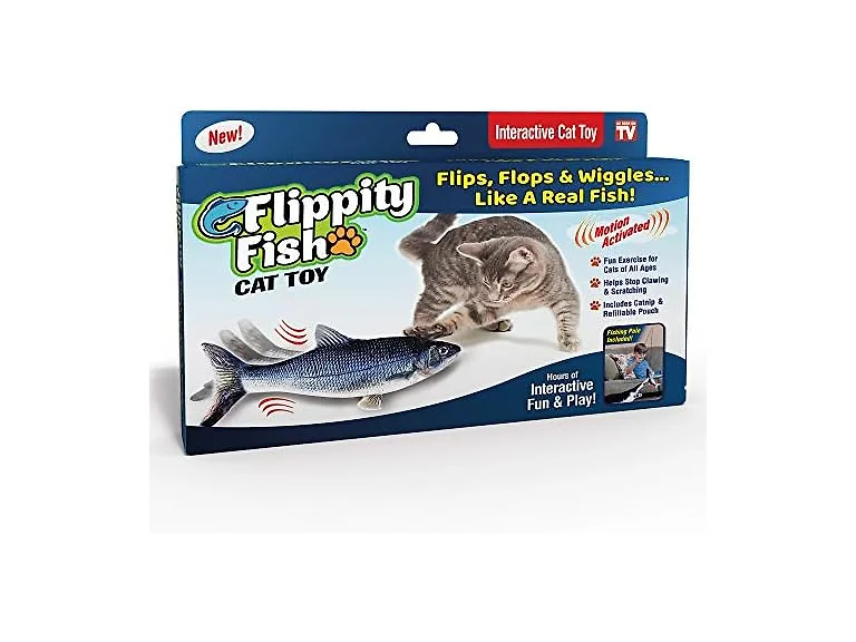 Ontel Flippity Fish Interactive Cat Toy with Catnip