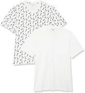Amazon Essentials Men's Cotton Short-Sleeve V-Neck T-Shirts, Pack of 2, White, Pineapple Print, Small