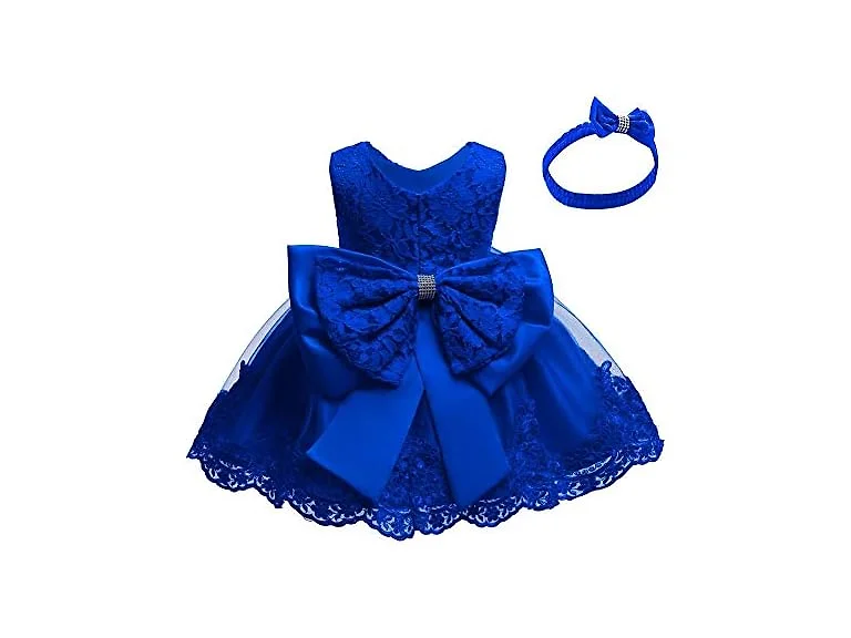 Idopip Girls (3-6 MOS) Lace Flower Bowknot Dress