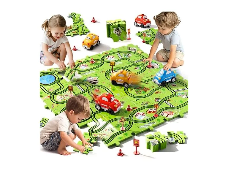 64-Piece Floor Puzzle Race Track 2-Pack