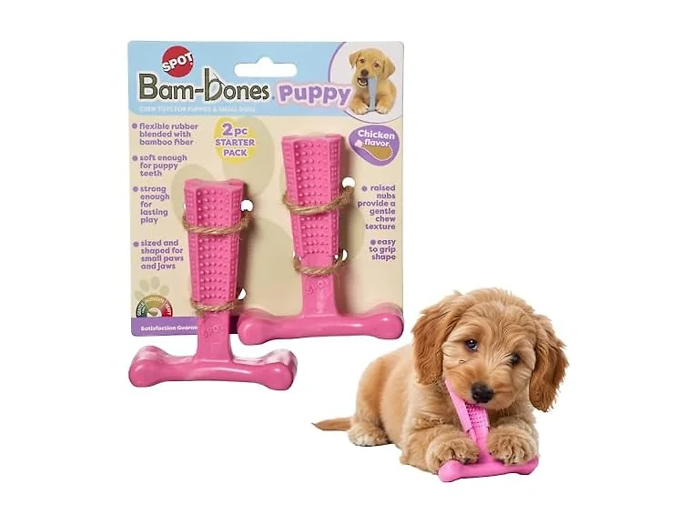SPOT Bam-Bones Puppy T-Bone Dog Chew Toys
