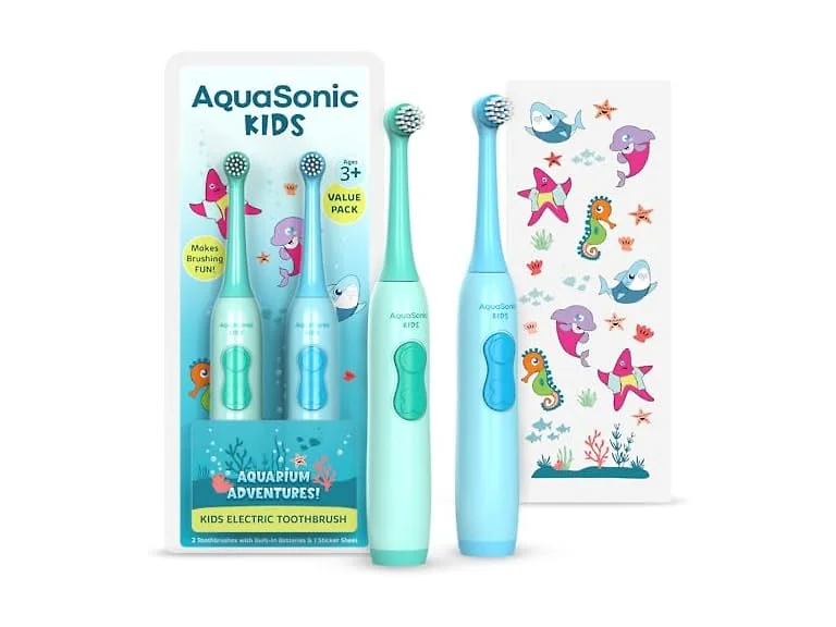 Aquasonic Kids Electric Toothbrush Set for Ages 3+