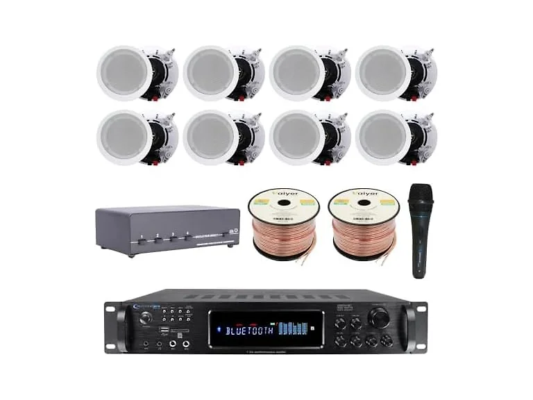 Vaiyer 7.2Ch 3500W Amp w/ 5.25" Spkrs (8-Pk)