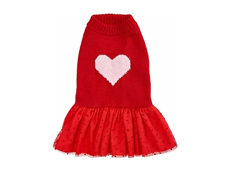 Blueberry Pet Heart Dog Sweater Dress