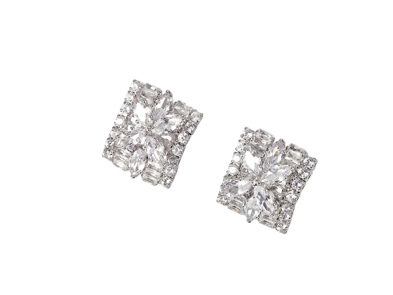 Cluster Cubic Zirconia Stud Earrings