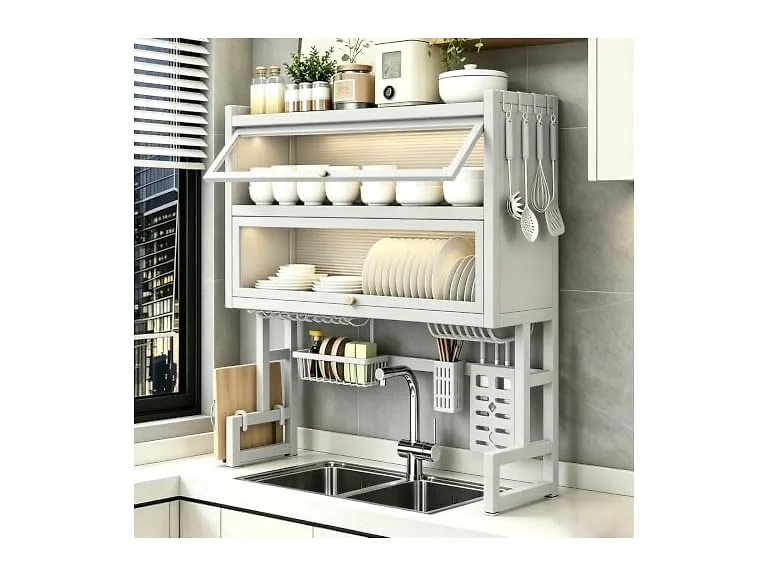 White Over The Sink Dish Drying Rack 34.46"