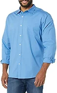 Amazon Essentials Men's Long-Sleeve Regular-Fit Stretch Poplin Shirt Shirt, -Light Blue, X-Small