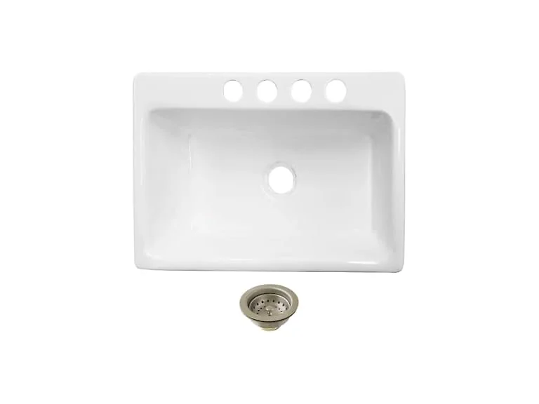 Kingston Brass Undermount Kitchen Sink, White/Brushed Nickel