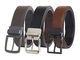 Giorgio Brutini CB-GB-3-PK-8040-38-REV-8050-35-REV-8060-32-REV-M M (32-36) G.B. Casual Reversible Leather Belt (3-Pack) - Black/Chocolate Brown & Black/Brown & Black/Cognac Brown Reversible