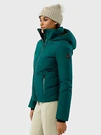 HEAD Women’s Ashley Insulated Ski Jacket – Waterproof, Down Insulation, Fixed Hood & Snow Gaiter - Dark Teal, Medium (40)