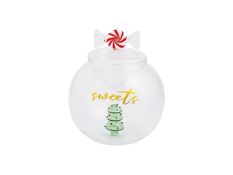 Mud Pie Christmas Glass Cookie Jar
