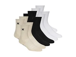 Hurley H600997 10-13 Hurley Men's 12-Pairs High Quarter Crew Socks SAND/BLACK/WHITE