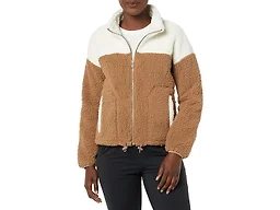 Amazon Essentials Women's Long Sleeve Fleece Zip-Up Sherpa Lined Jacket with Stand Neck, Ivory Tan Shearling, Medium