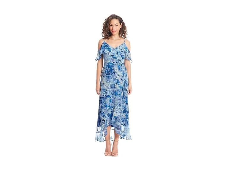London Times Women (16) Cold Shoulder Hi-low Dress
