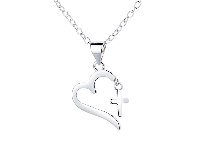 Cross and Heart Pendant Necklace